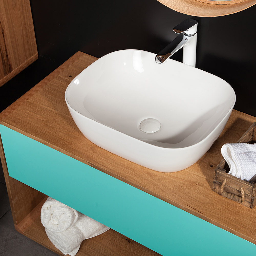 כיור מונח בעיצוב מיוחד דגם זיו 4078 בצבע לבן לחדר אמבטיה - image