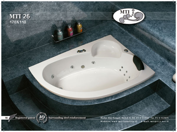 אמבטיה חצי פינה 170X110 MTI-26 + משלוח חינם!