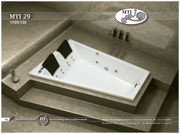 אמבטיה חצי פינה 170X130 MTI-29 כולל קונסטרוקציה!
