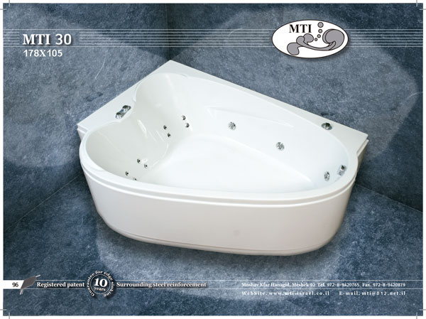 אמבטיה חצי פינה 178X105 MTI-30 כולל קונסטרוקציה!