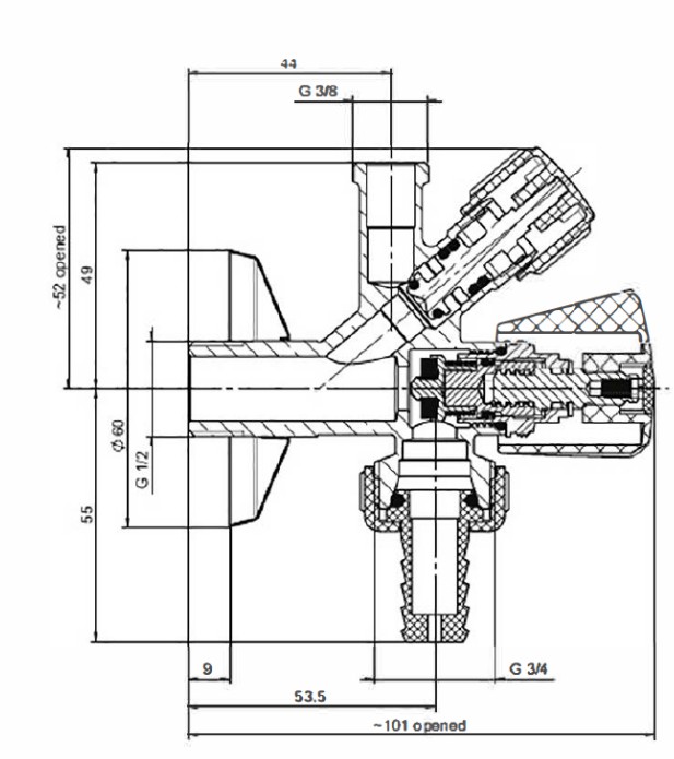 ברז דו כיווני 1/2"*3/4"*3/8" ניל אורגינל - image