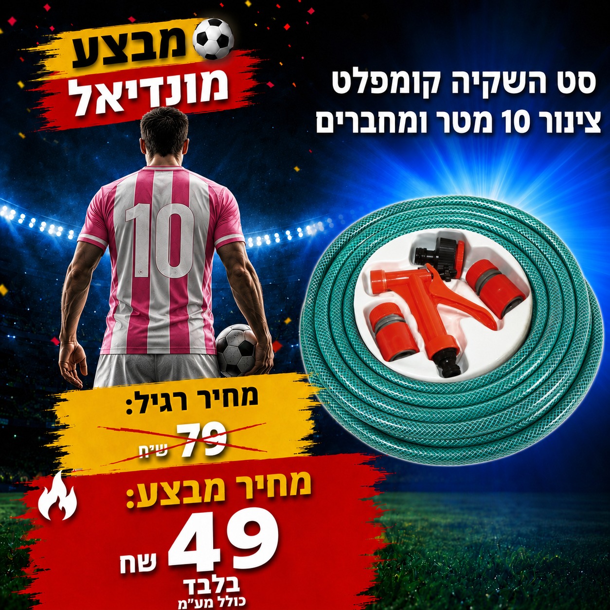 סט השקיה קומפלט צינור 10 מטר ומחברים