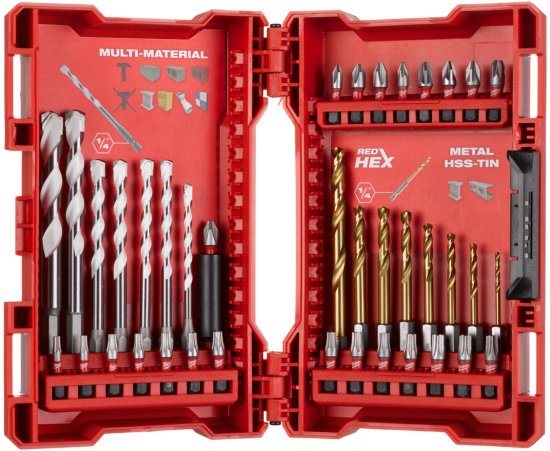 סט 39 מקדחים אוניברסליים + ביטים לאימפקט SHOCKWAVE מילווקי